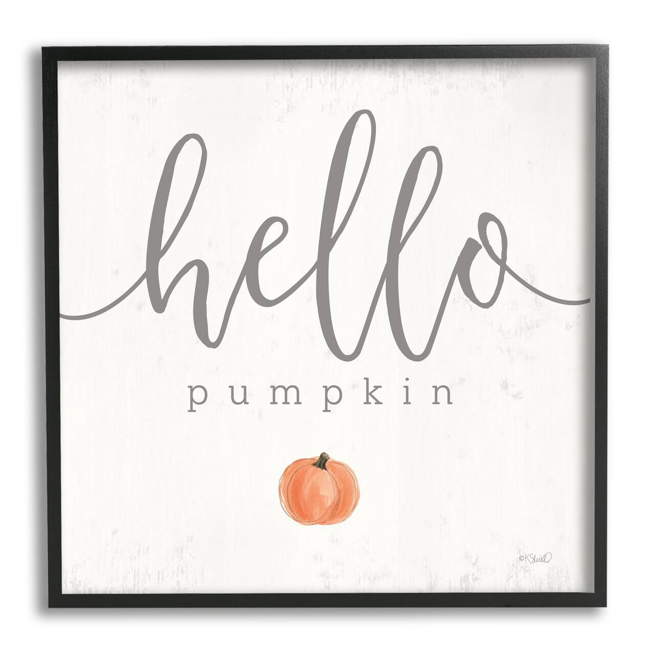 Stupell Industries Hello Pumpkin Fall Greeting Framed Giclee Art